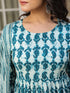Teal Blue Pure Cotton Abstract A-line Kurta Set